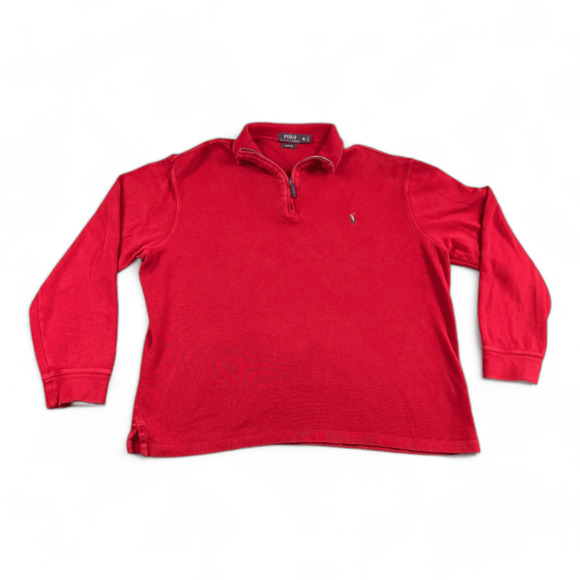 Ralph Lauren Sweater Adult EXTRA LARGE Red Polo Estate Rib Quarter Zip Pullover - Picture 1 of 5